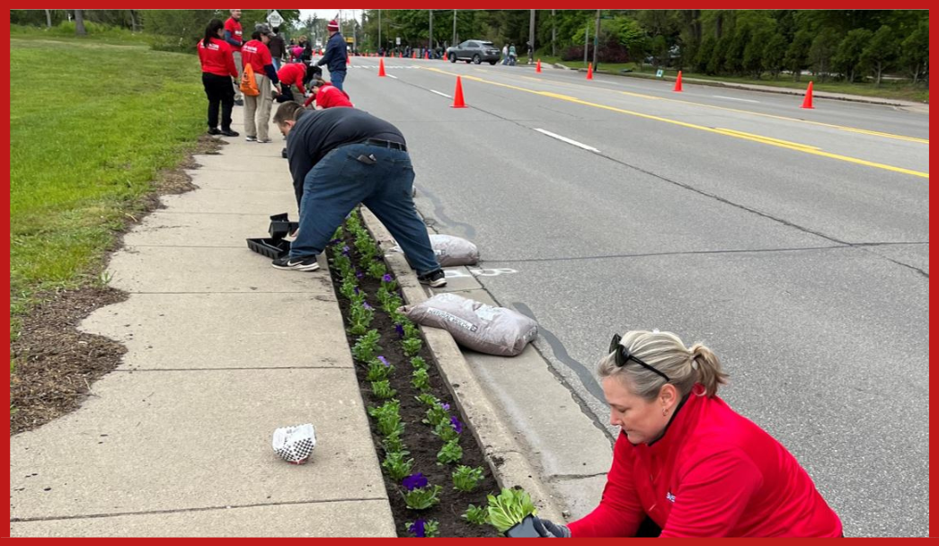 Volunteers at the Cardinals in the Community Clean Up Day